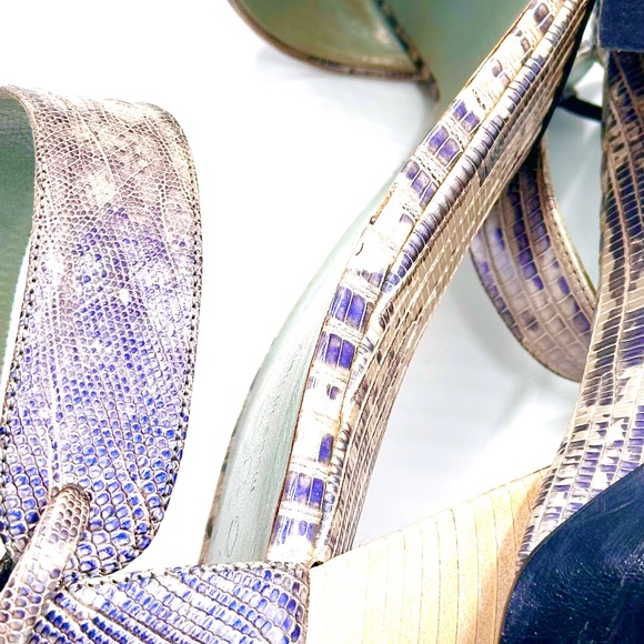 Gucci Vintage Python Ankle Strap Block High Heels SZ 7 - Picture 14 of 15